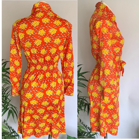 f u n k y :: True Vintage Mod Unique Floral Buttoned Shirt Dress - Picture 3 of 15